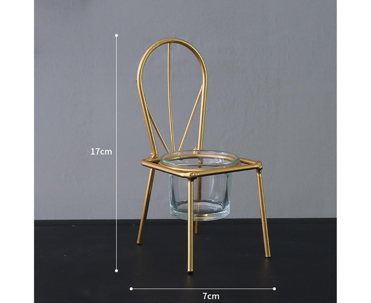Tabletop Iron Chair Candlestick Potted Ornament Desktop Decoration Candle Holder- B