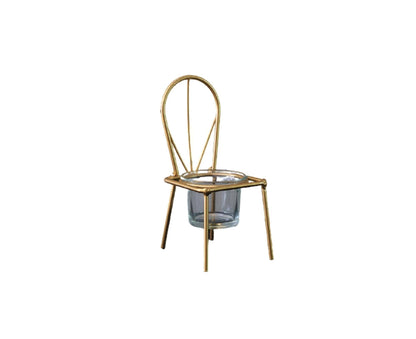 Tabletop Iron Chair Candlestick Potted Ornament Desktop Decoration Candle Holder- B