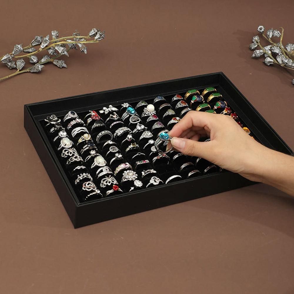 100 Slots Jewelry Ring Display Organizer Tray Case