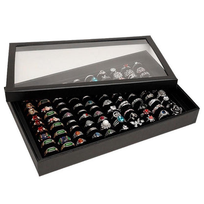 100 Slots Jewelry Ring Display Organizer Tray Case