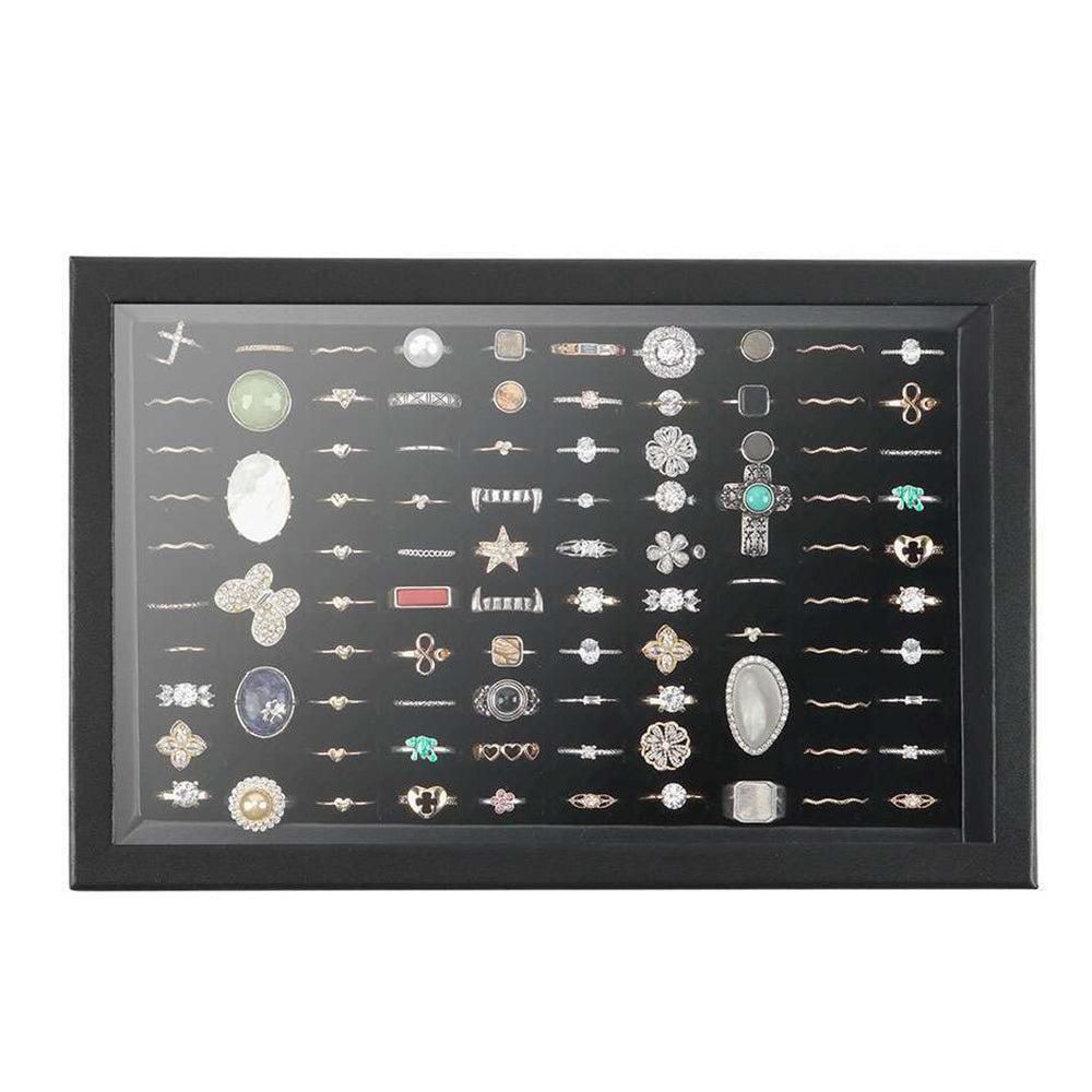100 Slots Jewelry Ring Display Organizer Tray Case
