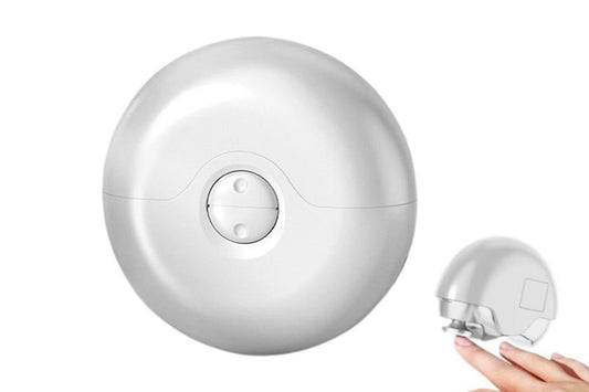 Automatic electric nail clipper, white round body with front control button