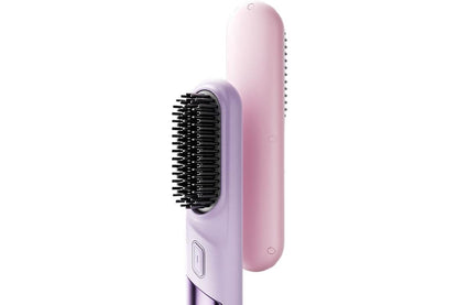 Cordless Hair Straightener Brush Mini Hot Comb for Women Anti-Scald Protection -Purple