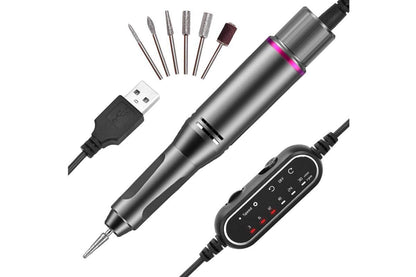 Electric Manicure Tools Kit File Machine Cordless Nail Drill Trimmer Nail Grind Trim Polish-Gray