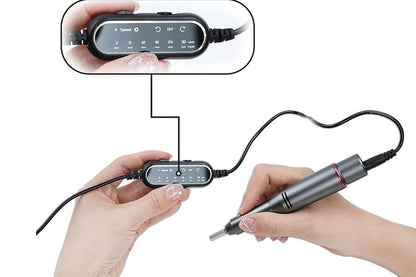 Electric Manicure Tools Kit File Machine Cordless Nail Drill Trimmer Nail Grind Trim Polish-Gray