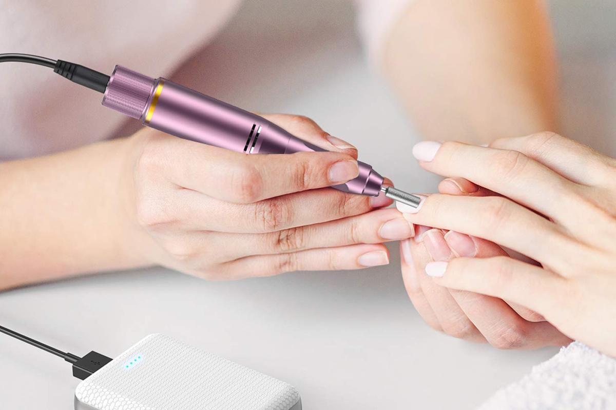 Electric Manicure Tools Kit File Machine Cordless Nail Drill Trimmer Nail Grind Trim Polish-Purple