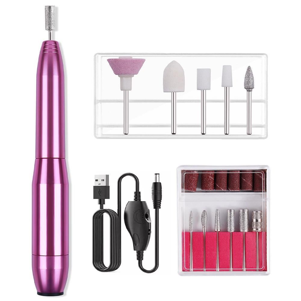 Electric Nail Drill Kit Cordless Nail Drill Portable USB Rechargeable Manicure Pedicure Tools for Acrylic Gel Nails -Gold