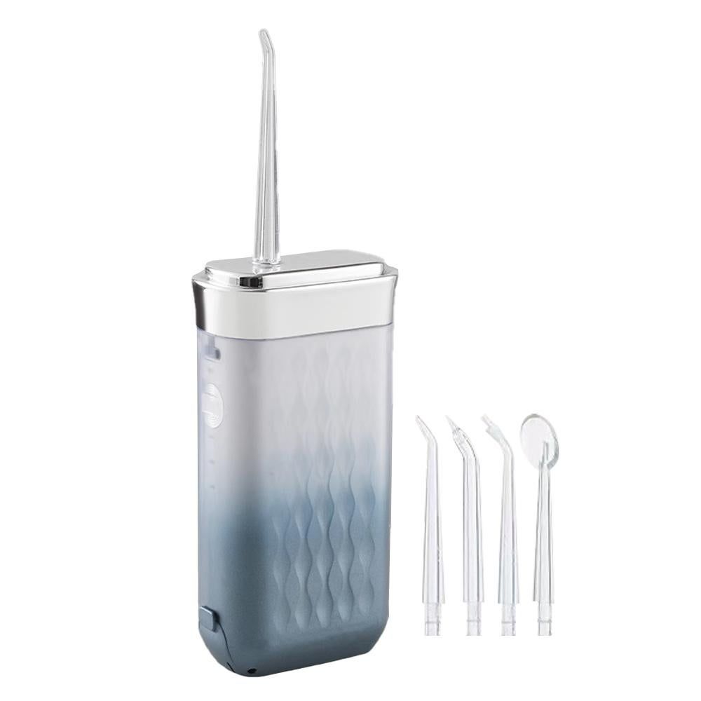 Mini Portable Oral Irrigator Rechargeable Water Dental Flosser With Stretchable Water Tan -Blue
