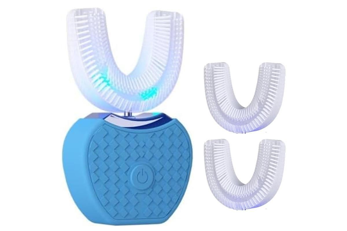 U-Shaped Electric Toothbrush 360-degree Sonic Cleaning Tooth Brush for Adults-pink