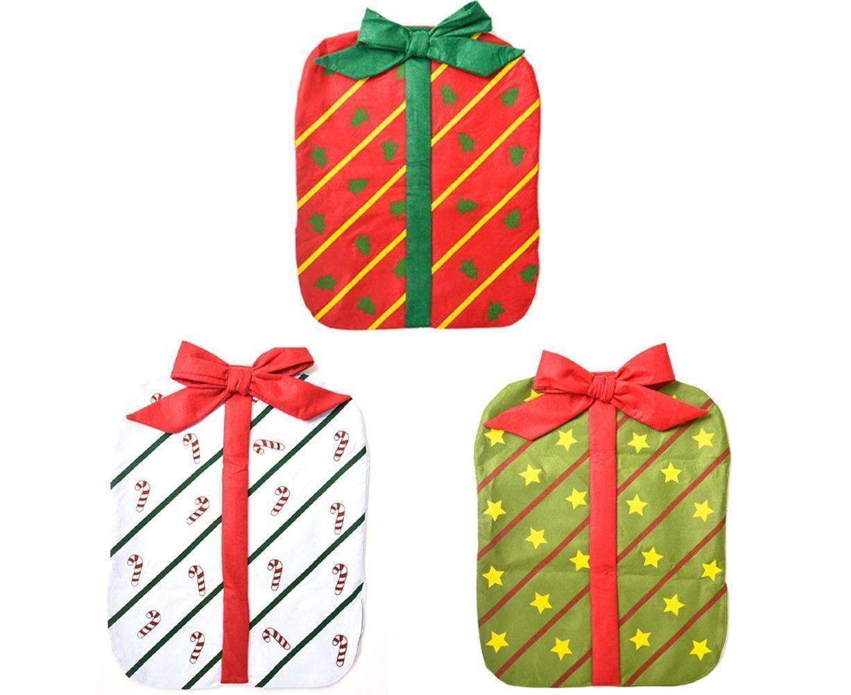 Gift Package Shape Chair Protective Cover Christmas Home Restaurant Decoration-White