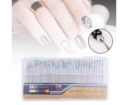 30Pcs Tungsten Steel Nail Drill Bits Manicure Pedicure Gel Polish Removal Tool-A