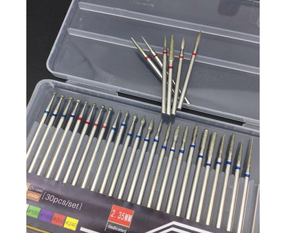 30Pcs Tungsten Steel Nail Drill Bits Manicure Pedicure Gel Polish Removal Tool-C