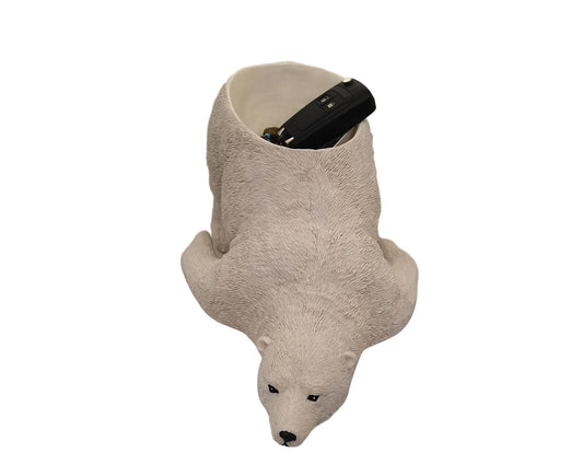 Polar bear-shaped fabric decorative holder with open top