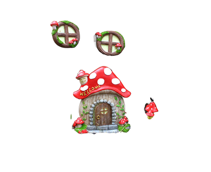 Mushroom House Door Luminous Garden Ornament - Multicolor