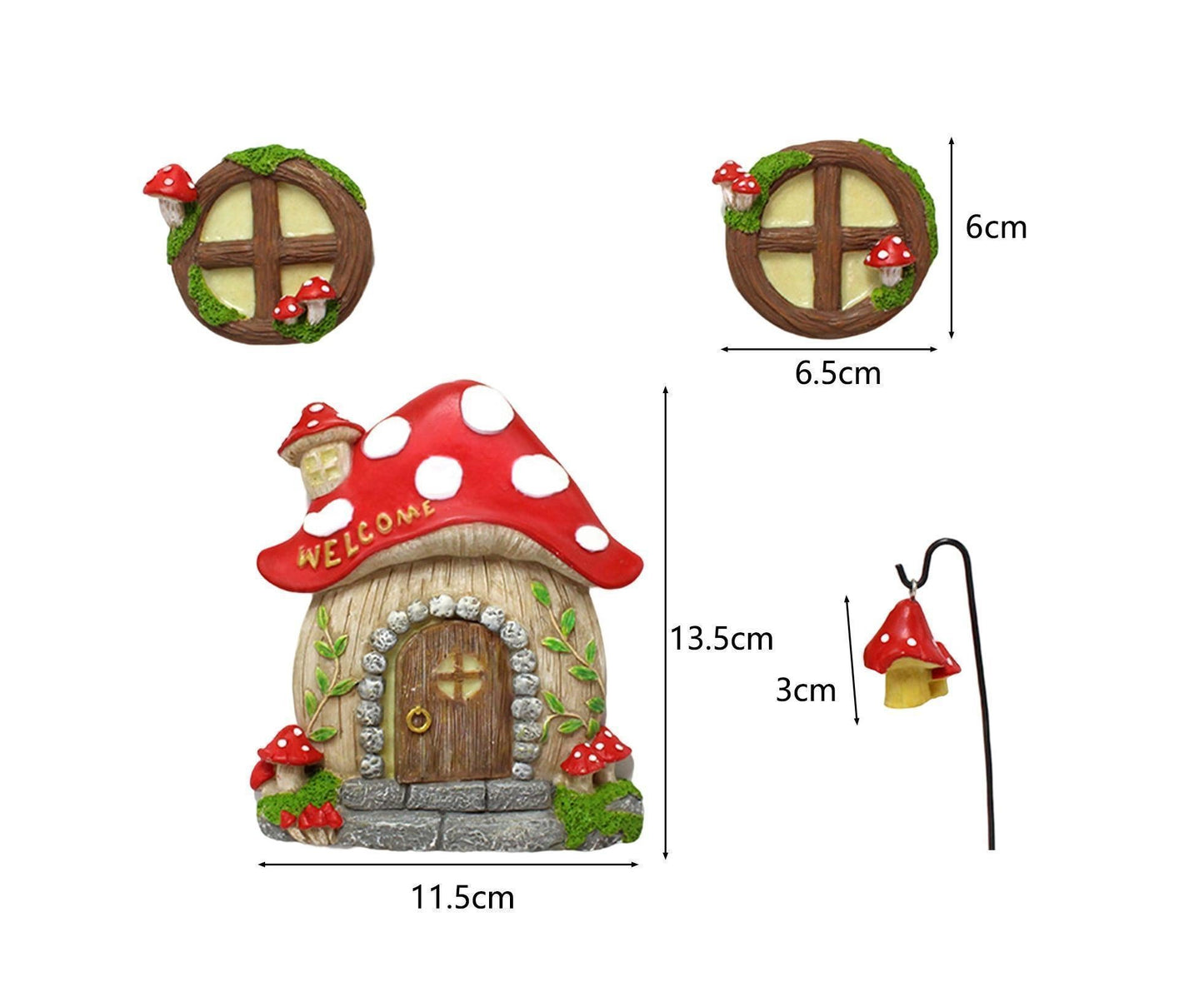 Mushroom House Door Luminous Garden Ornament - Multicolor