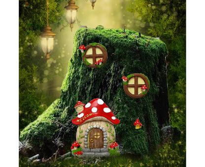 Mushroom House Door Luminous Garden Ornament - Multicolor