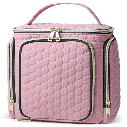 Travel Makeup Bag with Handle — Large Multi-Compartment Cosmetic Organizer, Portable Toiletry Bag for Women