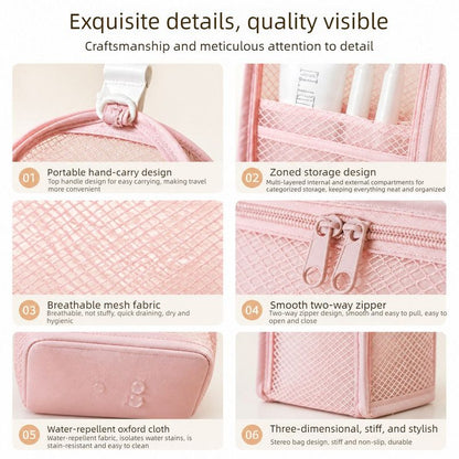 Stand-Up Breathable Mesh Toiletry Organizer, Multifunctional Waterproof Travel Cosmetic Bag, Travel Cosmetic Bag - Gray
