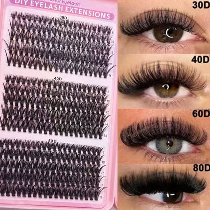 Segmented Cluster False Eyelash Set, 8–16 mm Mixed Lengths, Natural and Voluminous Eyelash Extensions