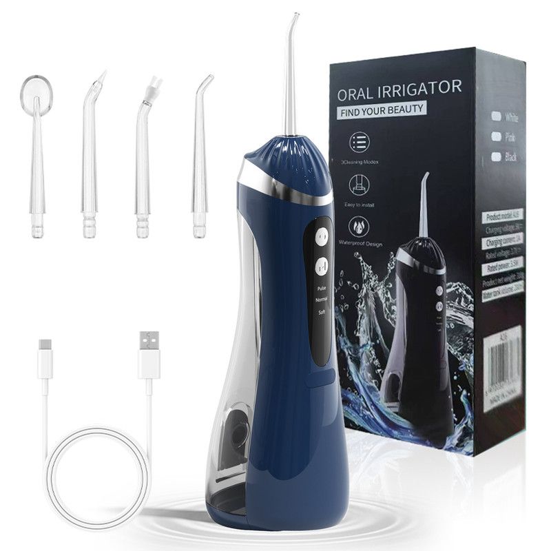 Portable Electric Water Flosser, 3-Speed High-Pressure, Orthodontic Home Oral Care Water Flosser - Blue