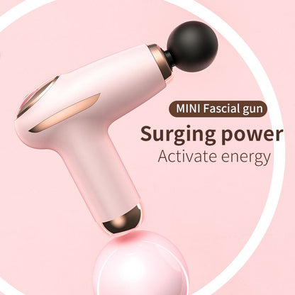 Pink - Portable Mini Fascia Gun with 4 Massage Heads, Type-C Rechargeable Low-Noise Handheld Percussion Massager for the Gym