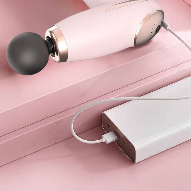 Pink - Portable Mini Fascia Gun with 4 Massage Heads, Type-C Rechargeable Low-Noise Handheld Percussion Massager for the Gym