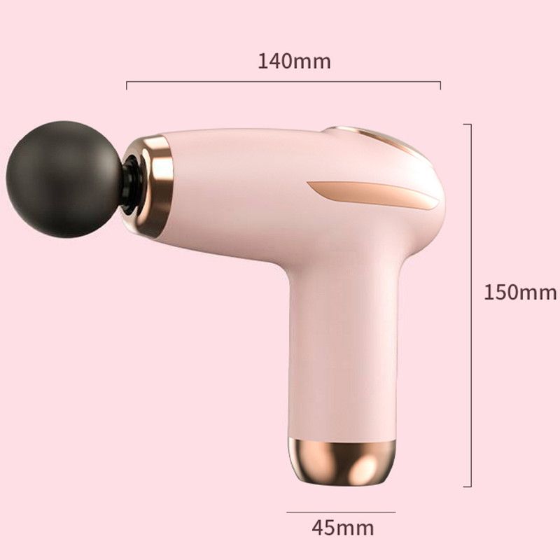 Pink - Portable Mini Fascia Gun with 4 Massage Heads, Type-C Rechargeable Low-Noise Handheld Percussion Massager for the Gym