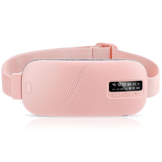 Pink waist heating belt with LED temperature display and adjustable strap