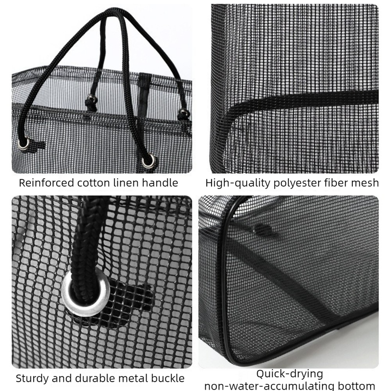 2-Pack Mesh Shower Caddy, Large Capacity Portable Travel Toiletry Bag with Quick-Drain Bottom - Black
