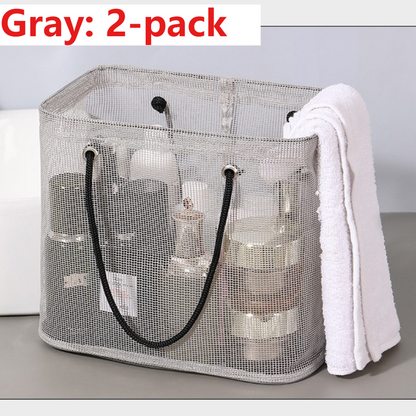 2-Pack Mesh Shower Caddy, Large Capacity Portable Travel Toiletry Bag with Quick-Drain Bottom - Gray