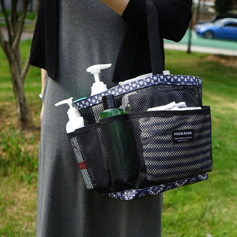 Multi-Pocket Mesh Shower Caddy Tote, Portable Waterproof Bottom Bath Organizer Bag for Travel Swimming Bathroom
