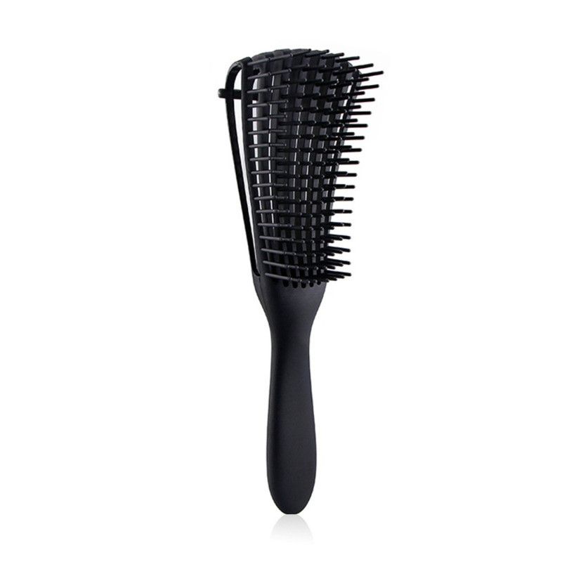 Adjustable 8-Claw Detangler Hair Brush, Hollow Curved Vent Brush for Wet and Dry Hair Styling and Massage - Black