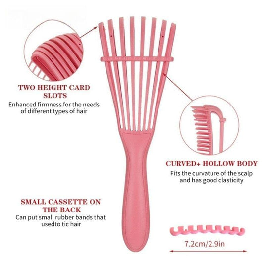 Pink curved vent hair brush with evenly spaced flexible bristle pins