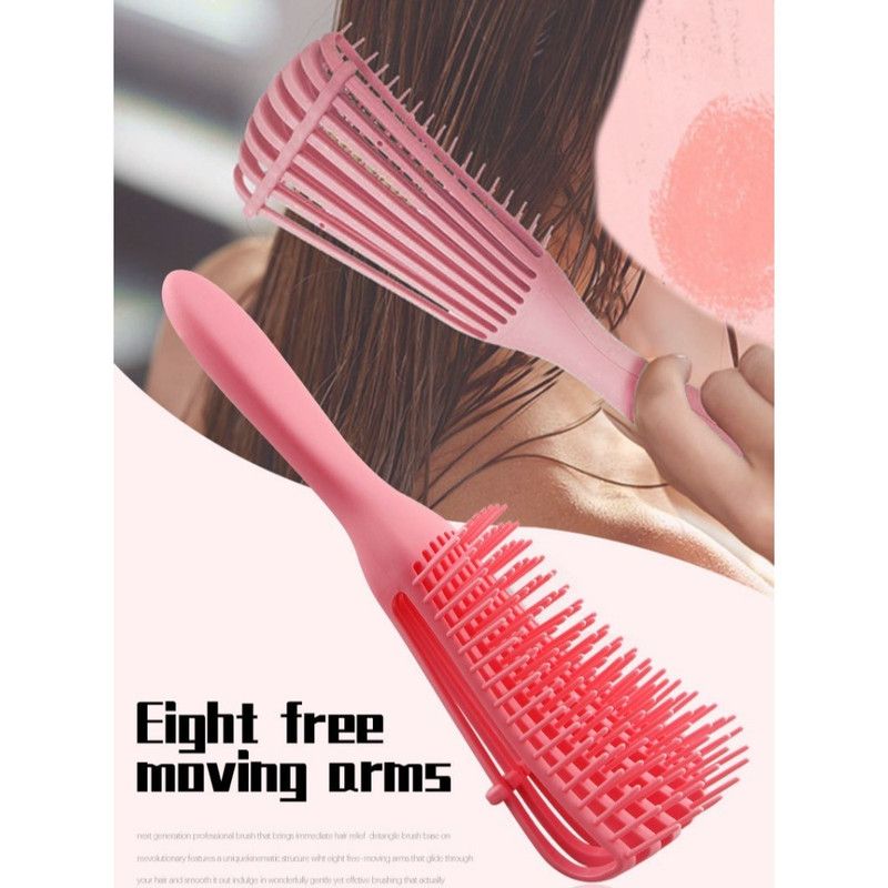 Adjustable 8-Claw Detangler Hair Brush, Hollow Curved Vent Brush for Wet and Dry Hair Styling and Massage - Green