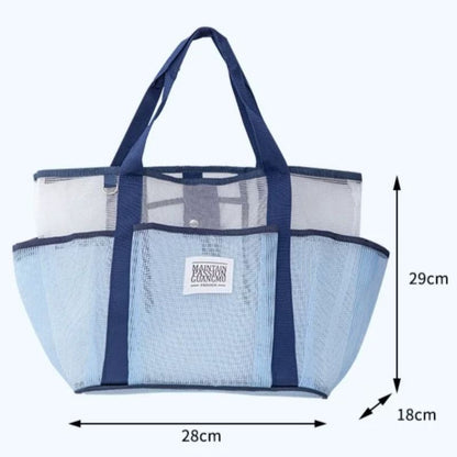 Multi-Pocket Mesh Beach Swim Bag, Dry/Wet Separation, Large Capacity Gym Tote with Bonus Mini Round Mesh Pouch—Yellow