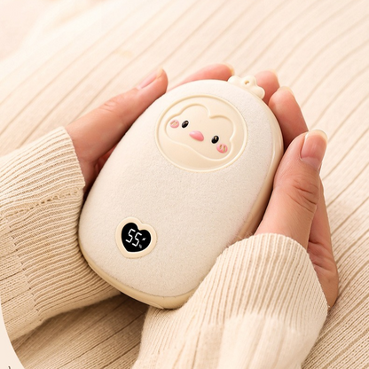 Cute Cartoon Hand Warmer 2-in-1 Portable USB Charging Power Bank, 3 Temperature Settings Pocket Heater—Pink