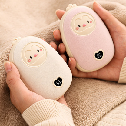 Cute Cartoon Hand Warmer 2-in-1 Portable USB Charging Power Bank, 3 Temperature Settings Pocket Heater—Pink