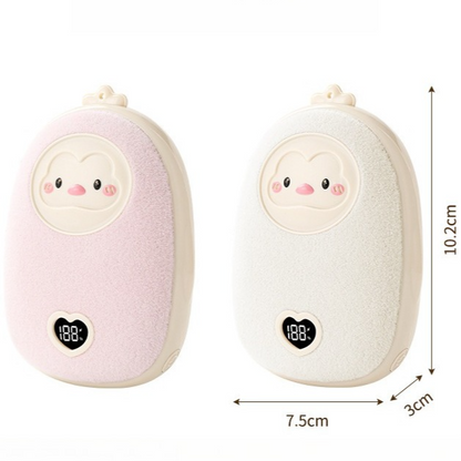 Cute Cartoon Hand Warmer 2-in-1 Portable USB Charging Power Bank, 3 Temperature Settings Pocket Heater—Pink