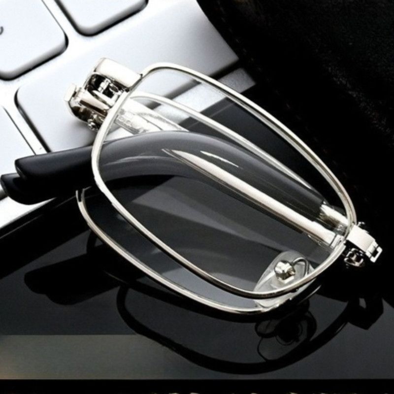 +3.00 Diopter Metal Portable Foldable Anti-Blue Light Reading Glasses, Lightweight Compact Readers for Seniors—Gold