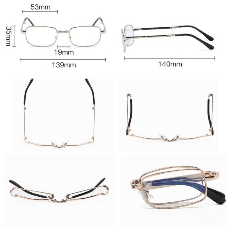 +2.50 Diopter Metal Portable Foldable Anti-Blue Light Reading Glasses, Lightweight Compact Readers for Seniors - Silver