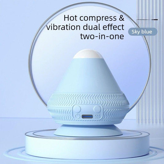 Electric suction cup massage ball with blue base and heat/vibration front panel