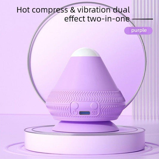 Purple electric suction cup massage ball with heat and vibration base, control buttons