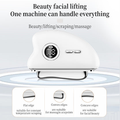 3-Speed Adjustable Smart Gua Sha Device - Photon Skin Rejuvenation Beauty Tool - EMS Microcurrent Lifting - Facial Massage Beauty Device - Constant-Temperature Gua Sha Beauty Device - Smart Digital Electric Gua Sha Board - Home Facial Care Tool - White
