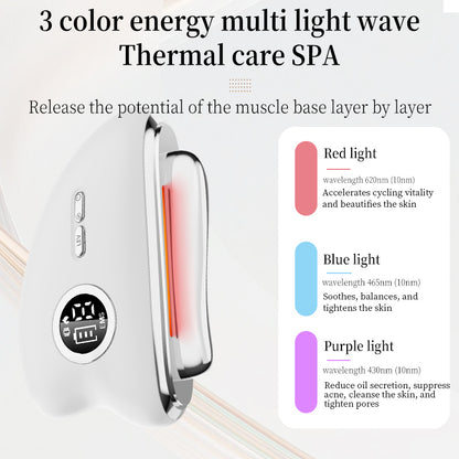 3-Speed Adjustable Smart Gua Sha Device - Photon Skin Rejuvenation Beauty Tool - EMS Microcurrent Lifting - Facial Massage Beauty Device - Constant-Temperature Gua Sha Beauty Device - Smart Digital Electric Gua Sha Board - Home Facial Care Tool - White