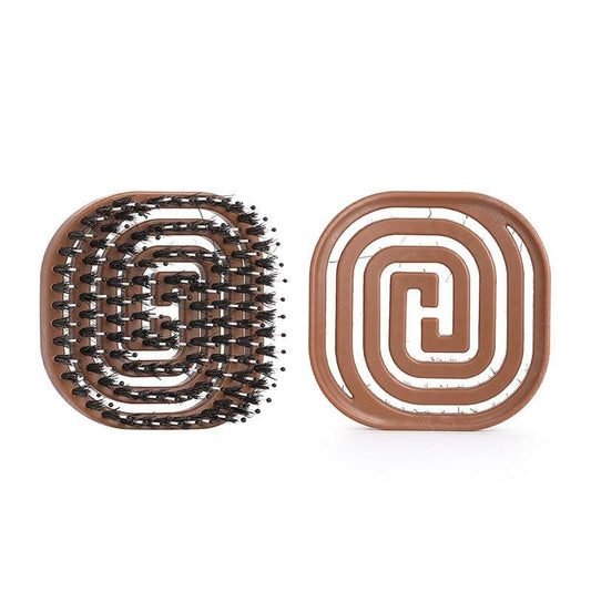 Mosquito coil comb with brown circular base, black bristles, spiral coil back