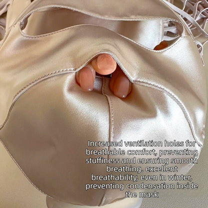 Mulberry Silk Sun Protection Face Mask – UV Blocking Breathable Dust Mask for Outdoor Cycling (Short Style, Pink)