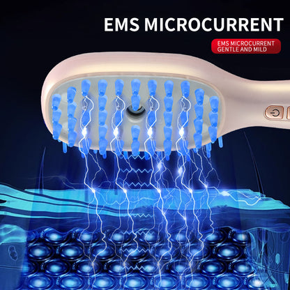 Advanced Scalp Essence Applicator Comb with EMS & LED Light Therapy - Electric Nano Spray Hair Regrowth Brush - Professional Vibration Massage Tool to Stimulate Follicles & Repair Roots