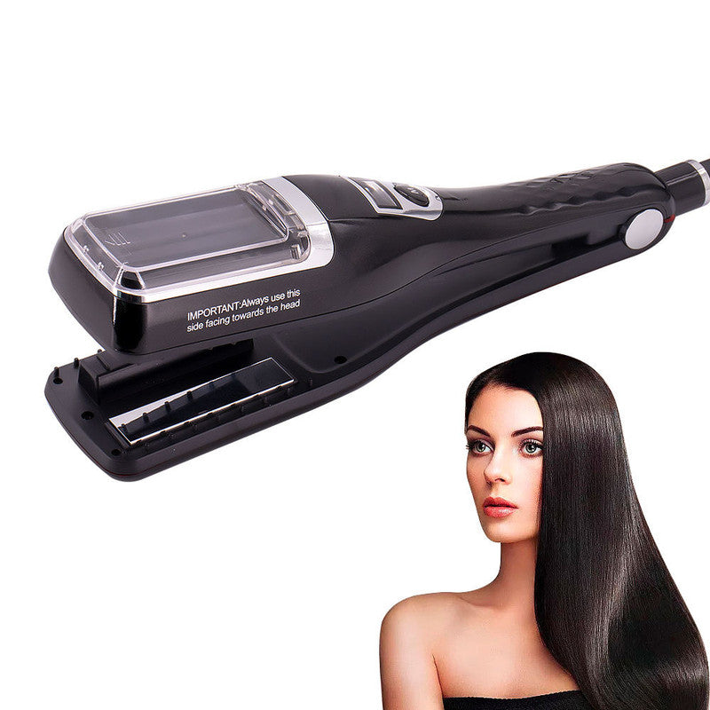 Black Automatic Split End Remover & Hair Straightener Iron | Professional Snips for Damaged Hair Ends | Achieve Silky Smooth Hair without Losing Length | 2-in-1 Digital Hair Polisher Styler
