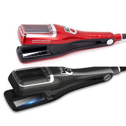 Red Automatic Split End Remover & Hair Straightener Iron | Professional Snips for Damaged Hair Ends | Achieve Silky Smooth Hair without Losing Length | 2-in-1 Digital Hair Polisher Styler