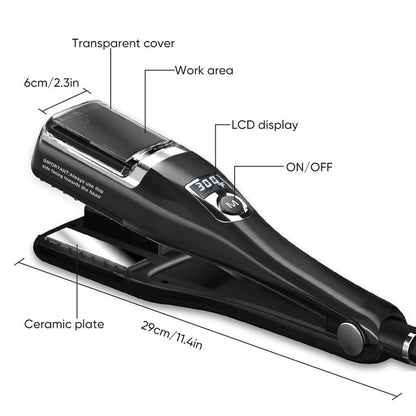 Silver Automatic Split End Remover & Hair Straightener Iron | Professional Snips for Damaged Hair Ends | Achieve Silky Smooth Hair without Losing Length | 2-in-1 Digital Hair Polisher Styler